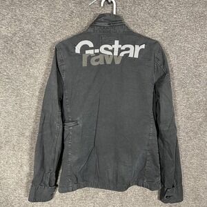 G-Star RAW Jacket Mens Medium Black Raw Denim 3301 Chuck Overshirt Military